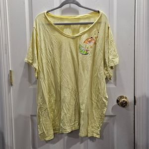 Avenue Body Yellow with Fruit Short Sleeve V-Neck Pajama Top Size 30/32